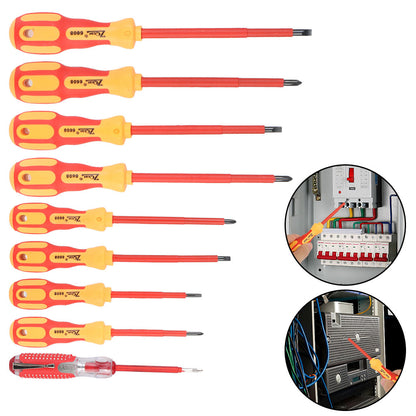 Magnetic Insulated Screwdriver Set for Electricians – Phillips & Slotted Bits - camping nature gear