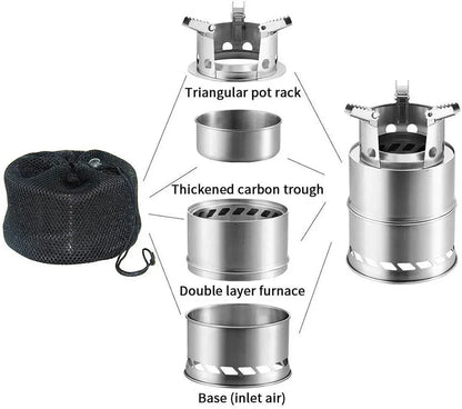 Portable Mini Wood Burning Stove – Stainless Steel for Outdoor Adventures - camping nature gear