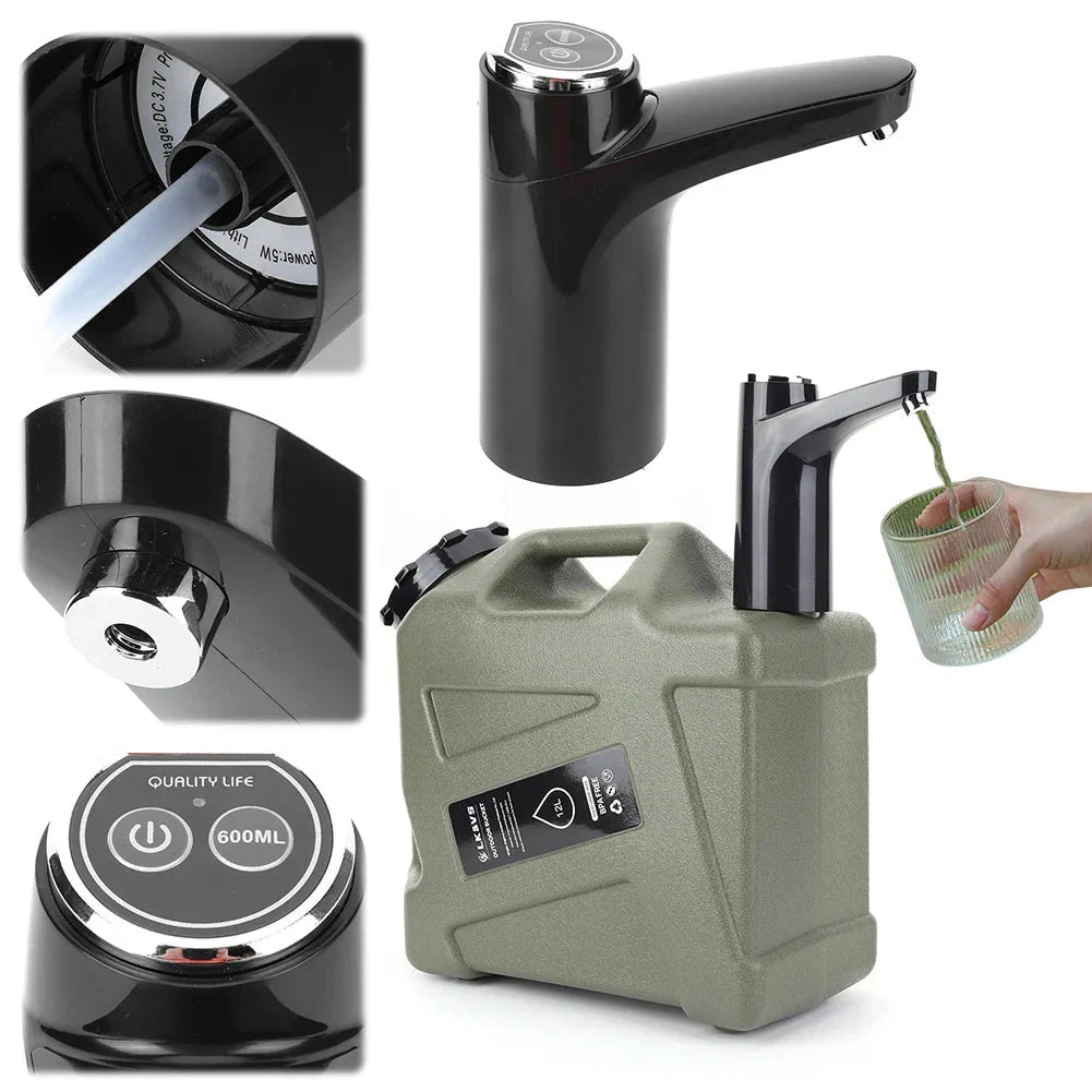 USB Rechargeable Electric Water Pump – 11L Faucet for Camping