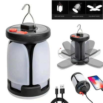 Foldable LED Solar Lantern – 6 Light Modes for Camping