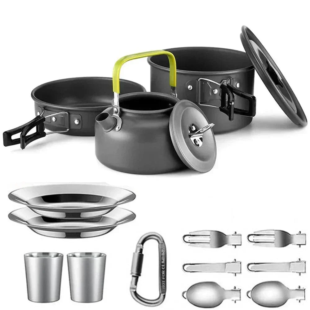 Camping Cooking Set – Travel Cookware & Tea Kettle for 2-3 People