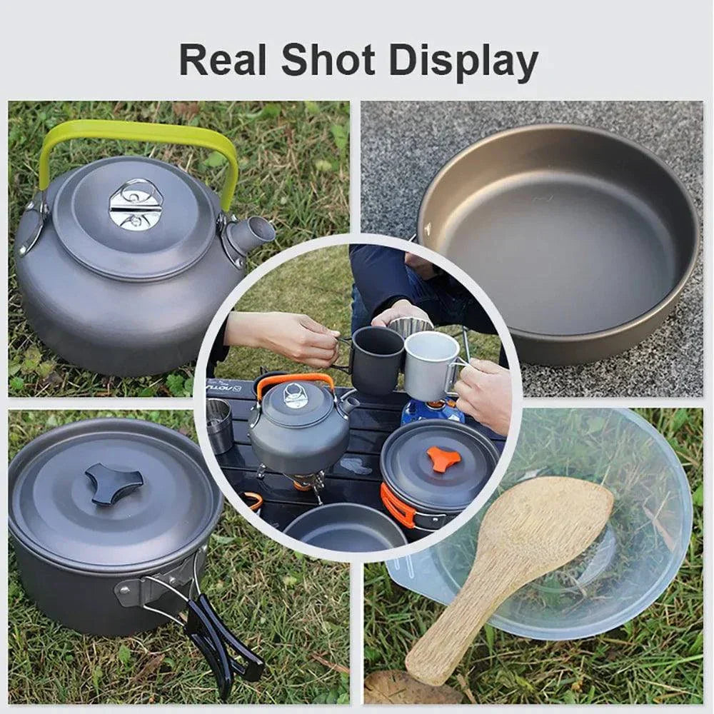 Camping Cooking Set – Travel Cookware & Tea Kettle for 2-3 People