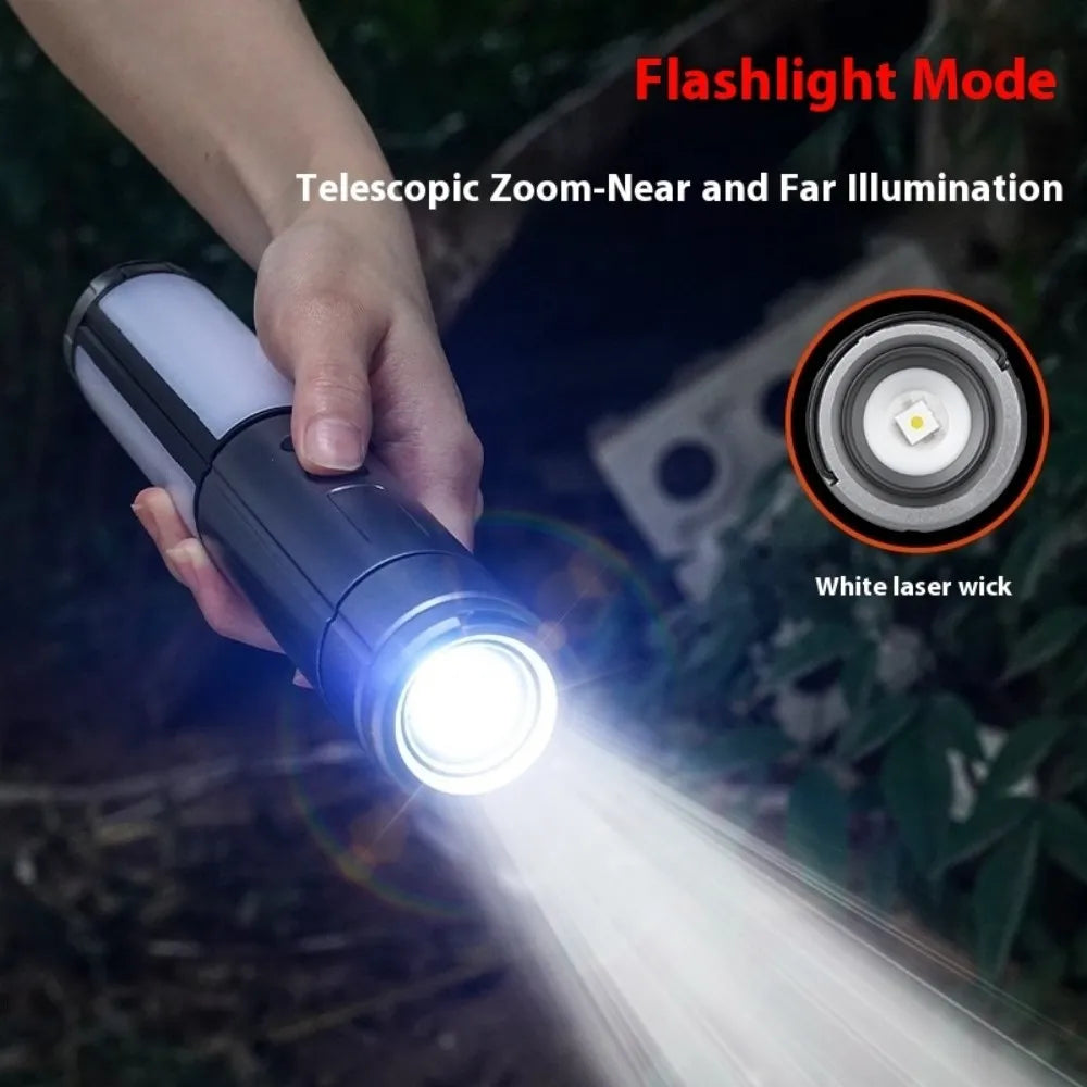 2-in-1 LED Camping Light & Flashlight – USB Rechargeable with Hook & Stand - camping nature gear