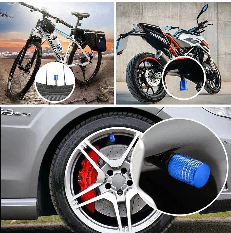 4Pcs Universal Aluminum Car Tire Valve Stem Caps – Dust Covers for Wheels & Tires - camping nature gear