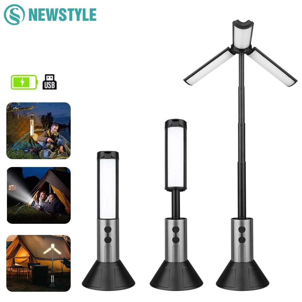 2-in-1 LED Camping Light & Flashlight – USB Rechargeable with Hook & Stand - camping nature gear