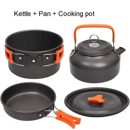 Camping Cooking Set – Travel Cookware & Tea Kettle for 2-3 People