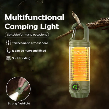 2-in-1 LED Camping Light & Flashlight – USB Rechargeable with Hook & Stand - camping nature gear