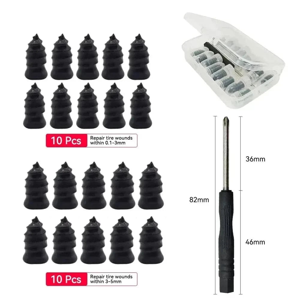 21-10PCS Car Tire Repair Kit – Includes Rubber Nails & Tubeless Repair Tools for Motorcycle & Truck - camping nature gear