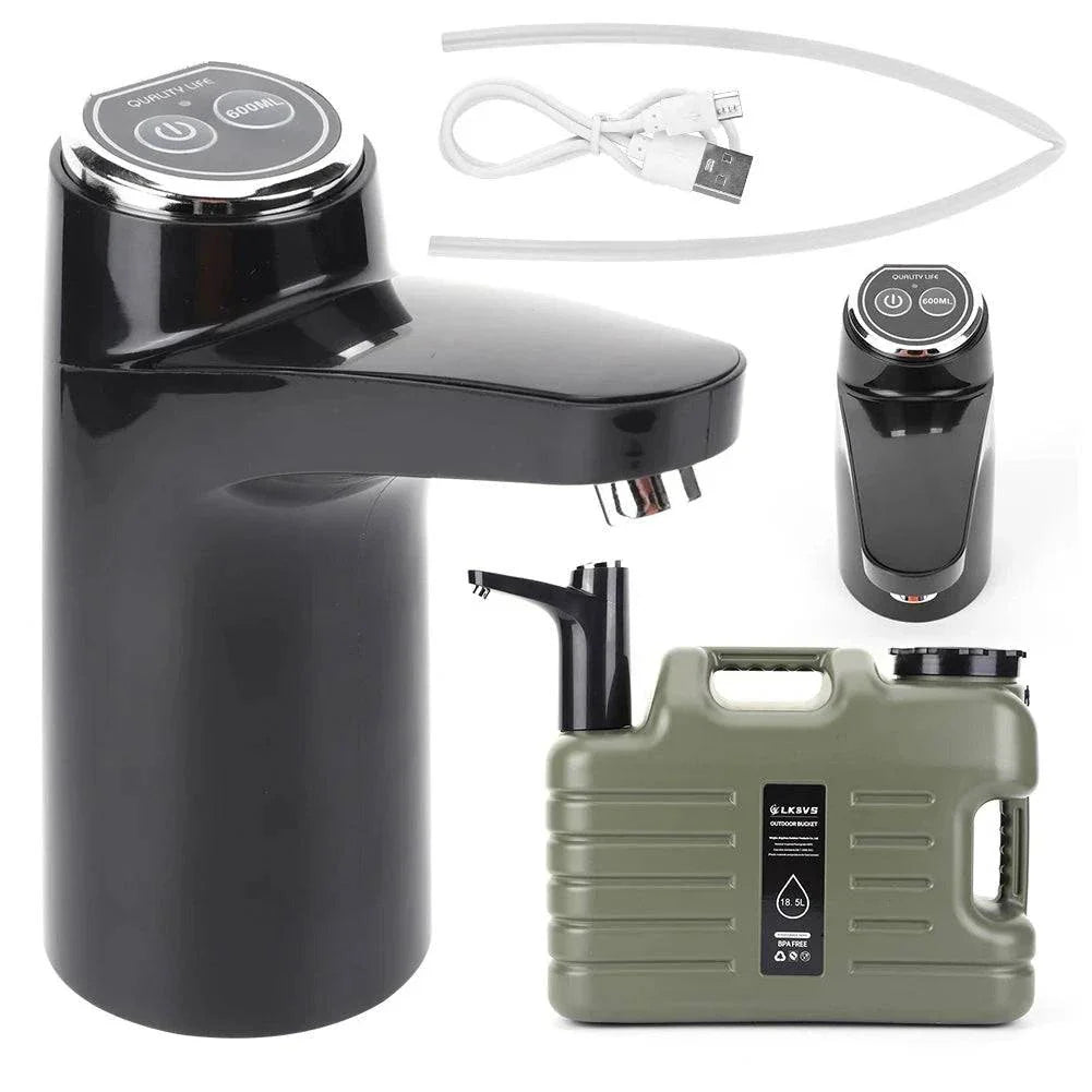 USB Rechargeable Electric Water Pump – 11L Faucet for Camping