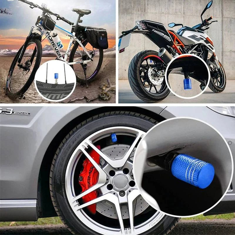 4Pcs Universal Aluminum Car Tire Valve Stem Caps – Dust Covers for Wheels & Tires - camping nature gear