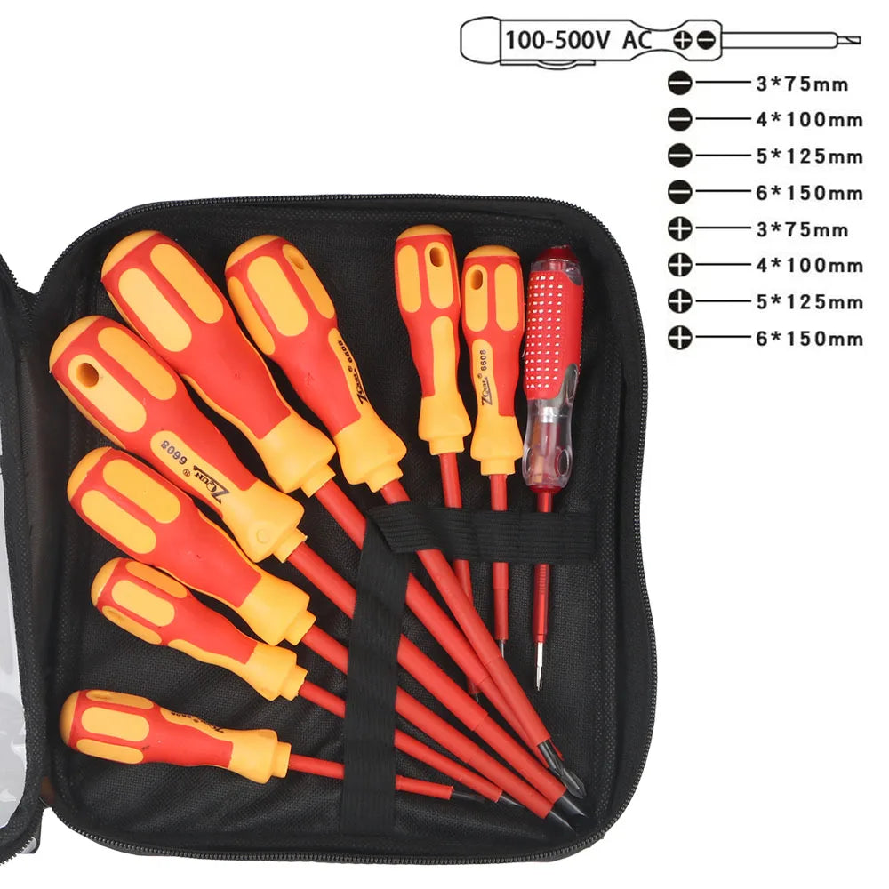 Magnetic Insulated Screwdriver Set for Electricians – Phillips & Slotted Bits - camping nature gear