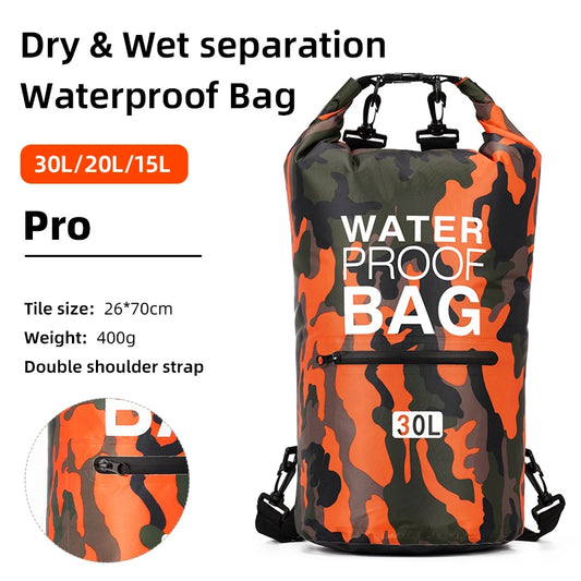 30L 15L Waterproof Dry Bags with Wet Separation Pocket