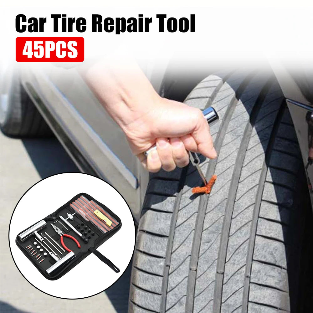 45pcs Tyre Repair Kit – Puncture Plug Set for Auto, Bike & Motorcycle - camping nature gear