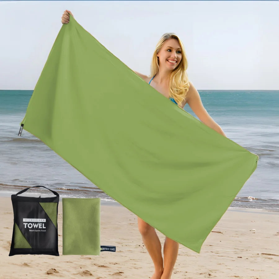 Oversized Quick Dry Beach Towel - Sand-Free, Super Absorbent Microfiber for Men & Women - camping nature gear