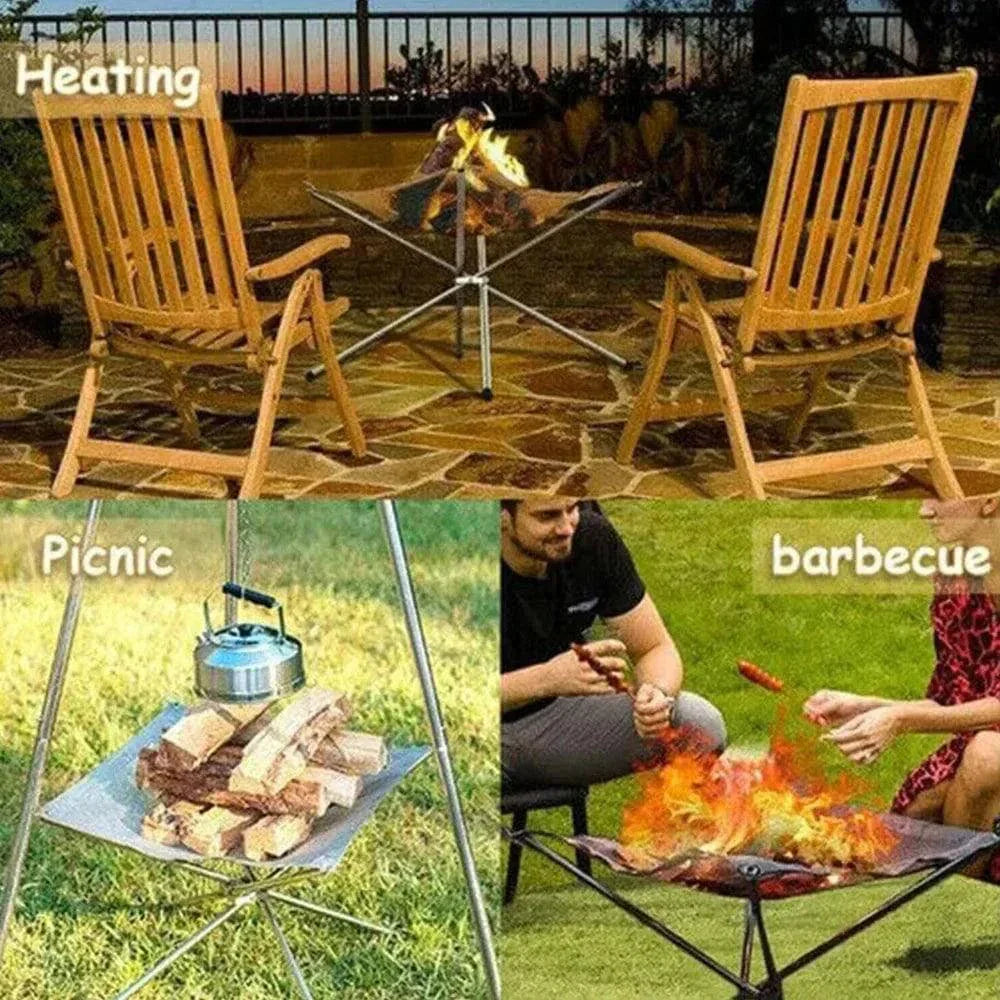 Folding Stainless Steel Fire Rack – Outdoor Camping & Garden Fire Pit - camping nature gear