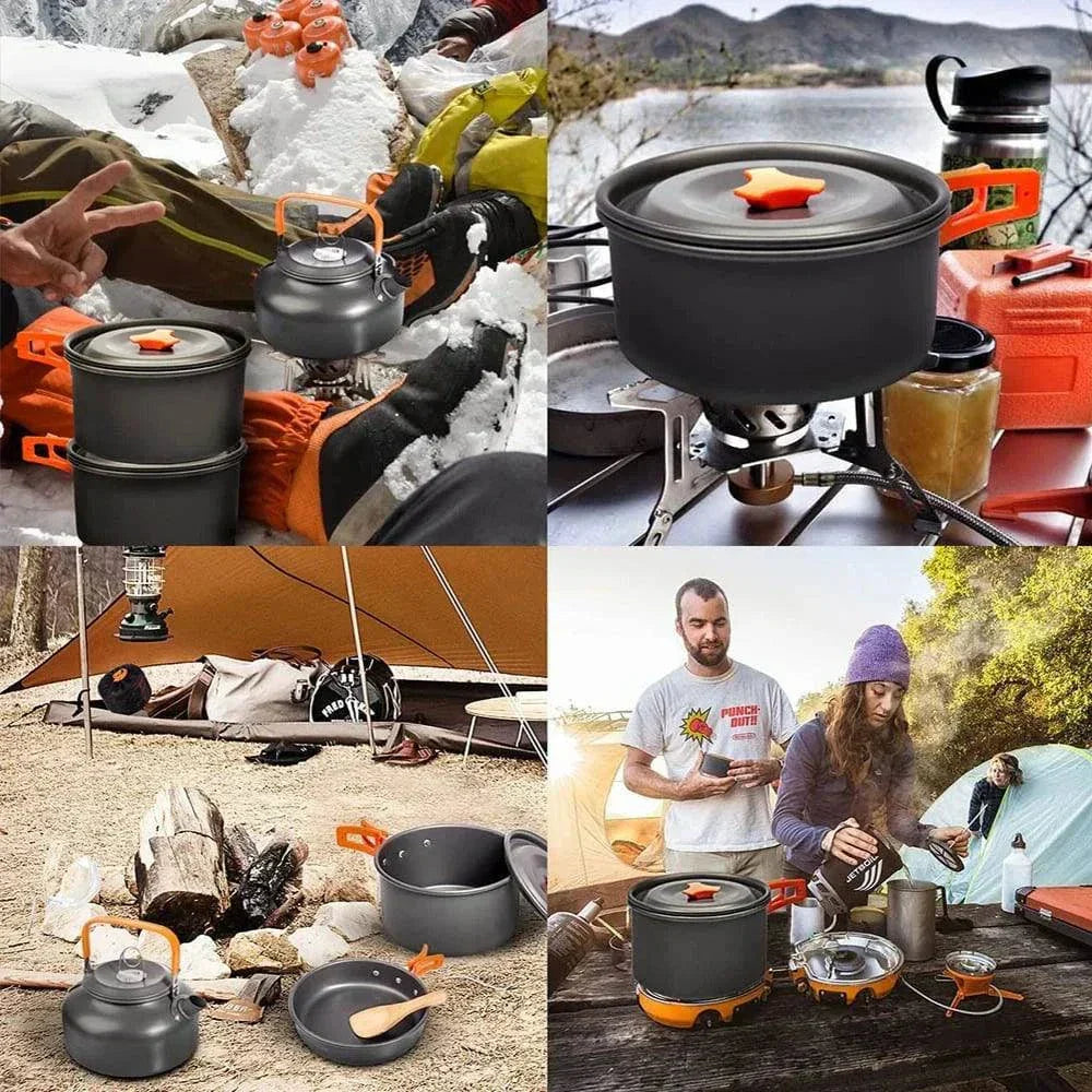 Camping Cooking Set – Travel Cookware & Tea Kettle for 2-3 People