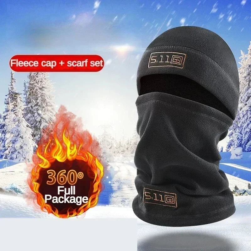 Military Fleece Hat & Scarf Set - Warm Balaclava and Neck Protector for Winter - camping nature gear