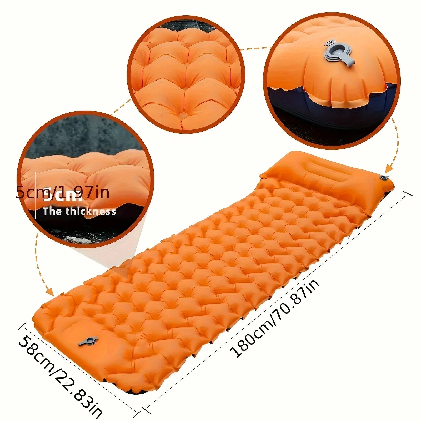 Ultralight Outdoor Inflatable Sleeping Pad with Pillows - camping nature gear