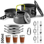 Camping Cooking Set – Travel Cookware & Tea Kettle for 2-3 People