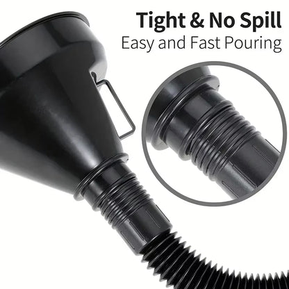 Spill-Proof Flexible Fuel & Oil Funnel – Wide Mouth Design for Safe and Mess-Free Refueling & Oil Changes - camping nature gear