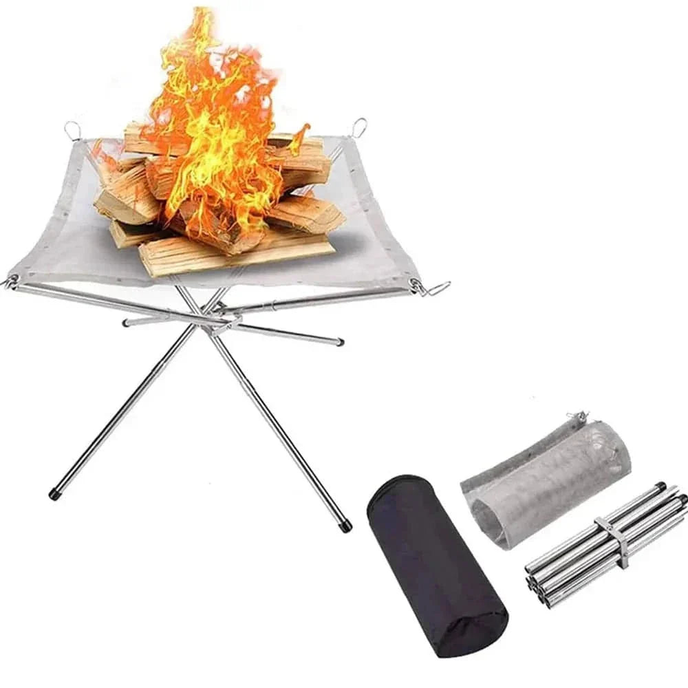 Folding Stainless Steel Fire Rack – Outdoor Camping & Garden Fire Pit - camping nature gear