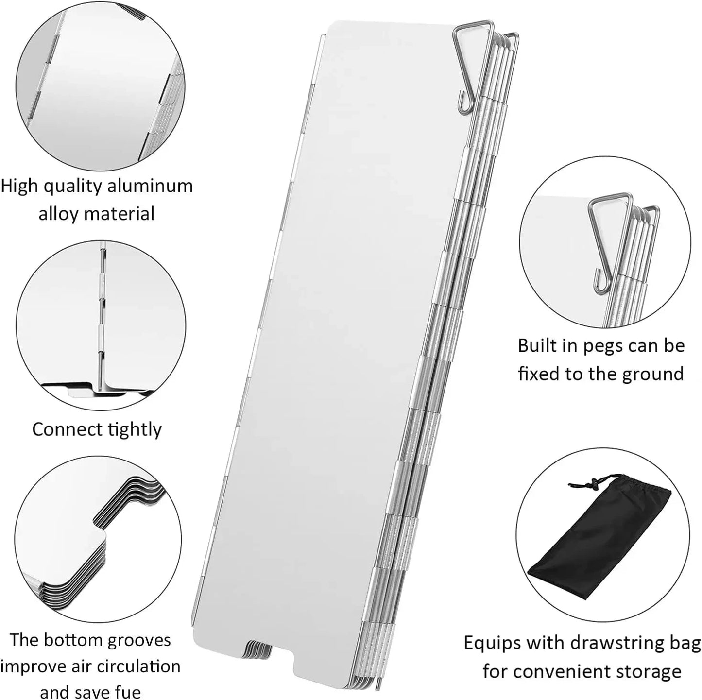 Aluminum Folding Windshield – Gas Burner Camping Stove Protector - camping nature gear