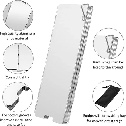 Aluminum Folding Windshield – Gas Burner Camping Stove Protector - camping nature gear