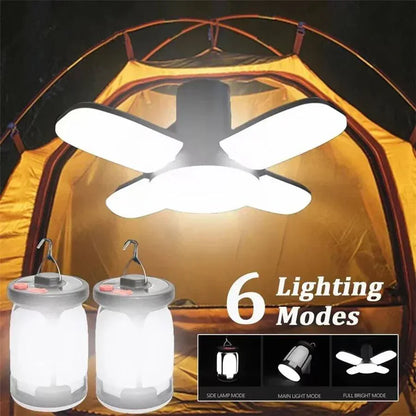 Foldable LED Solar Lantern – 6 Light Modes for Camping