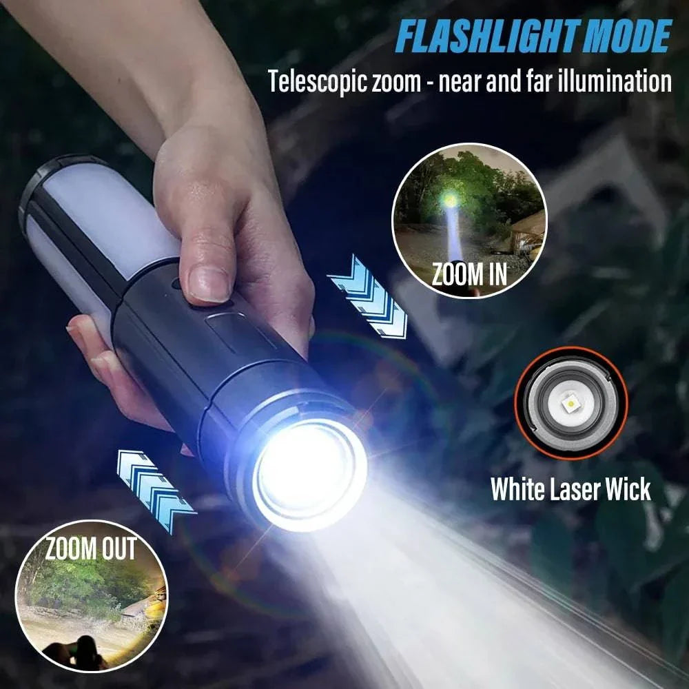 2-in-1 USB Rechargeable Outdoor Camping Flashlight