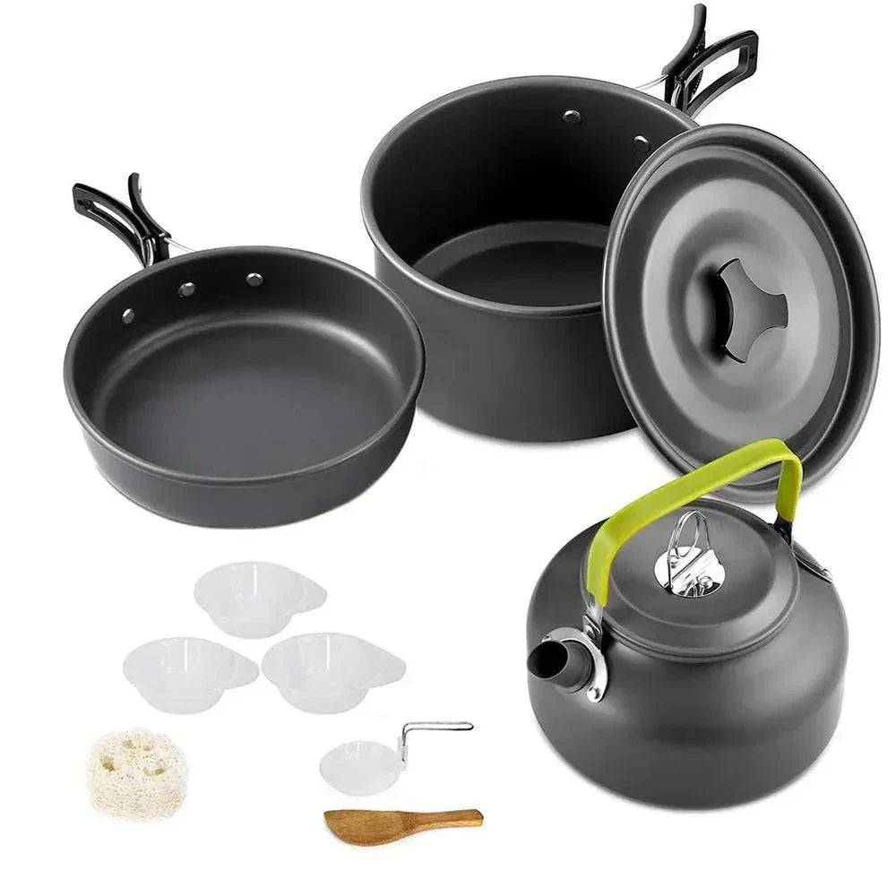 Camping Cooking Set – Travel Cookware & Tea Kettle for 2-3 People