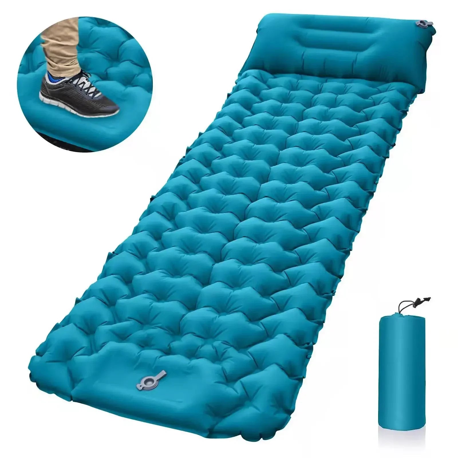 Ultralight Outdoor Inflatable Sleeping Pad with Pillows - camping nature gear