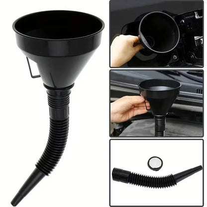 Spill-Proof Flexible Fuel & Oil Funnel – Wide Mouth Design for Safe and Mess-Free Refueling & Oil Changes - camping nature gear