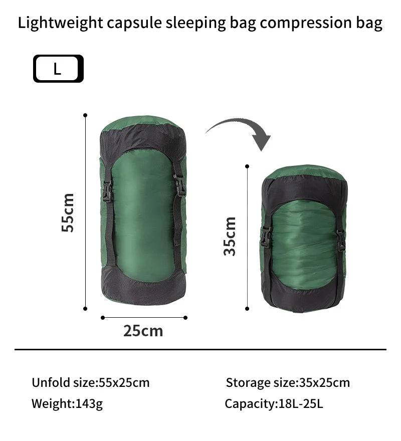 Waterproof Compression Stuff Sack – Lightweight Storage Bag for Sleeping Bags & Gear - camping nature gear