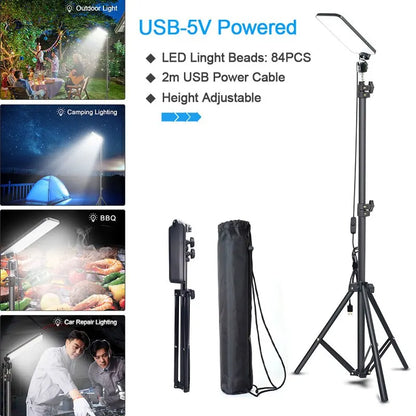 Portable LED Tripod Work Light - USB Rechargeable Camping Lamp - camping nature gear