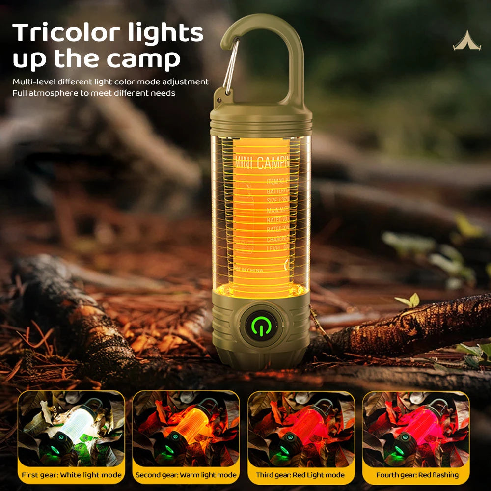 2-in-1 LED Camping Light & Flashlight – USB Rechargeable with Hook & Stand - camping nature gear