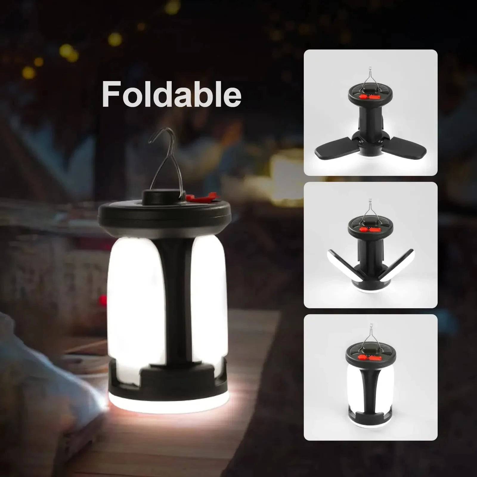 Foldable LED Solar Lantern – 6 Light Modes for Camping