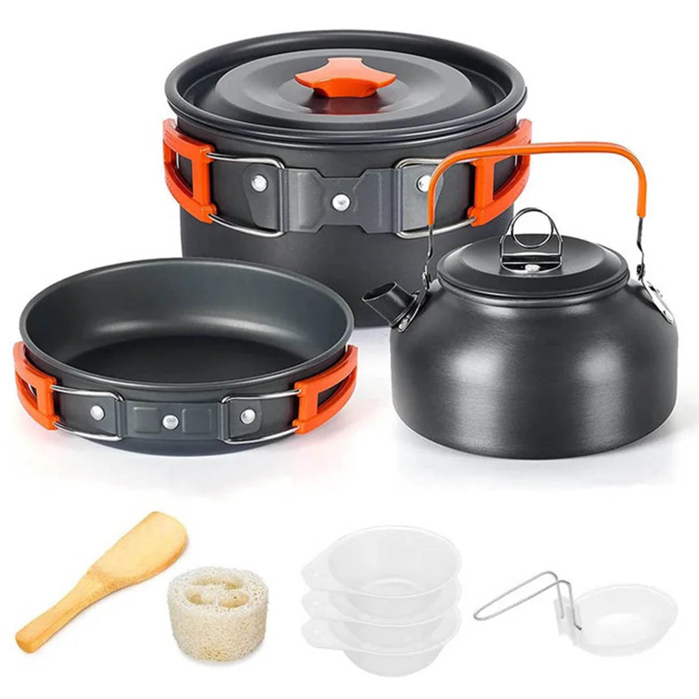 Camping Cooking Set – Travel Cookware & Tea Kettle for 2-3 People