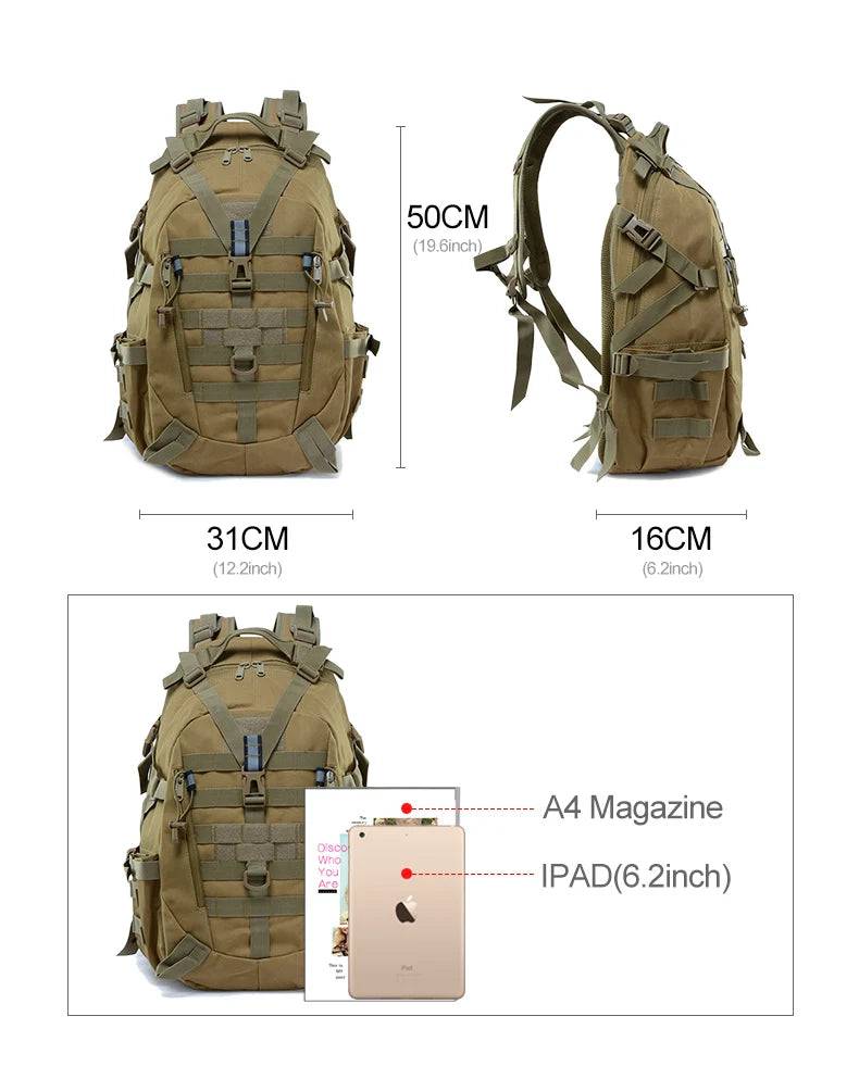 40L Tactical Camping Backpack – Outdoor Travel Bag for Men - camping nature gear