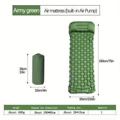 Outdoor Inflatable Sleeping Pad – With Pillows & Built-in Pump