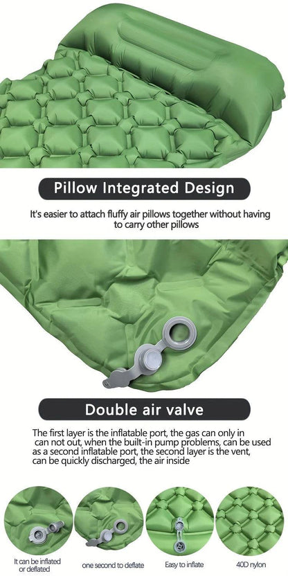 Outdoor Inflatable Sleeping Pad – With Pillows & Built-in Pump