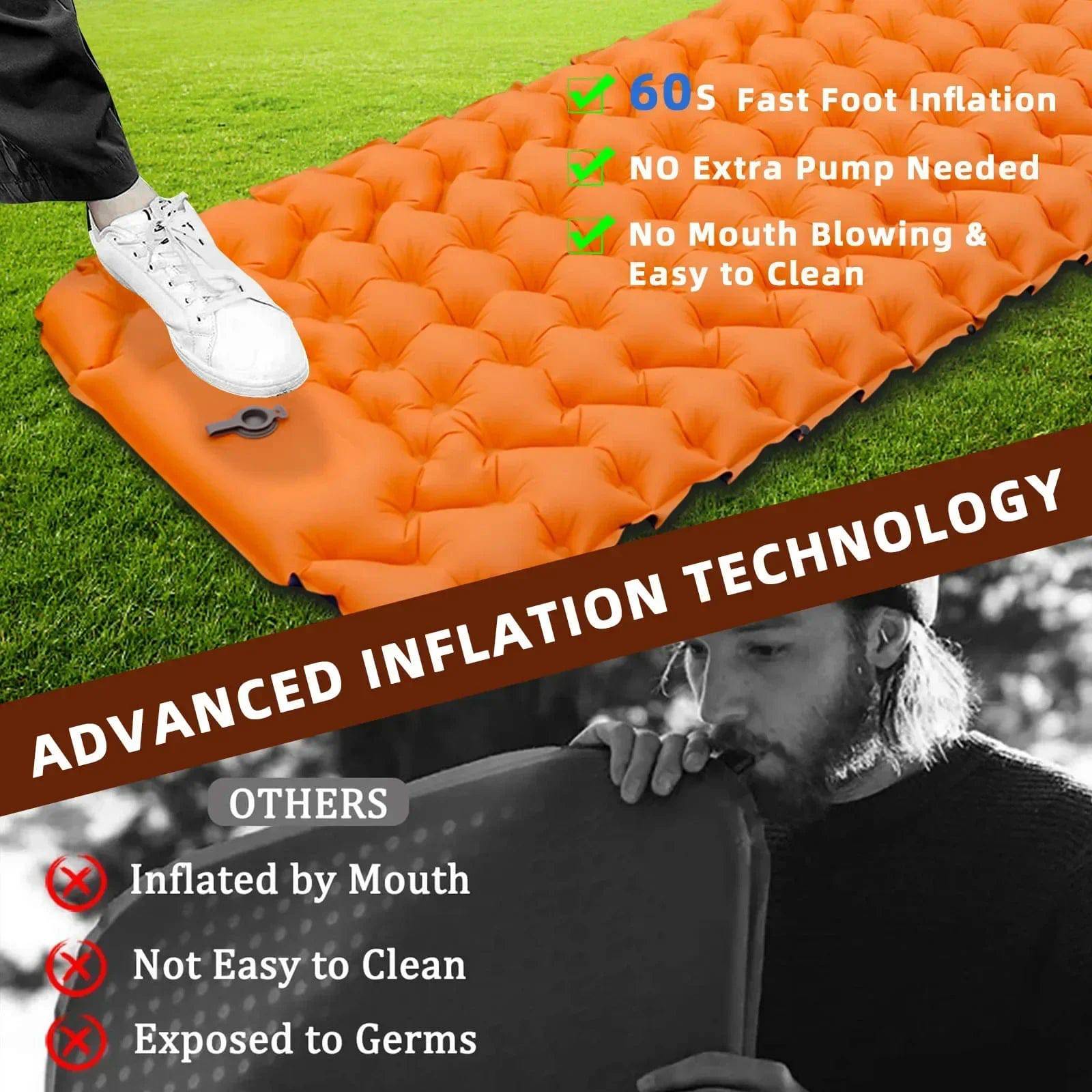 Inflatable Mattress with Pillows – Ultra-Light Travel & Camping Bed