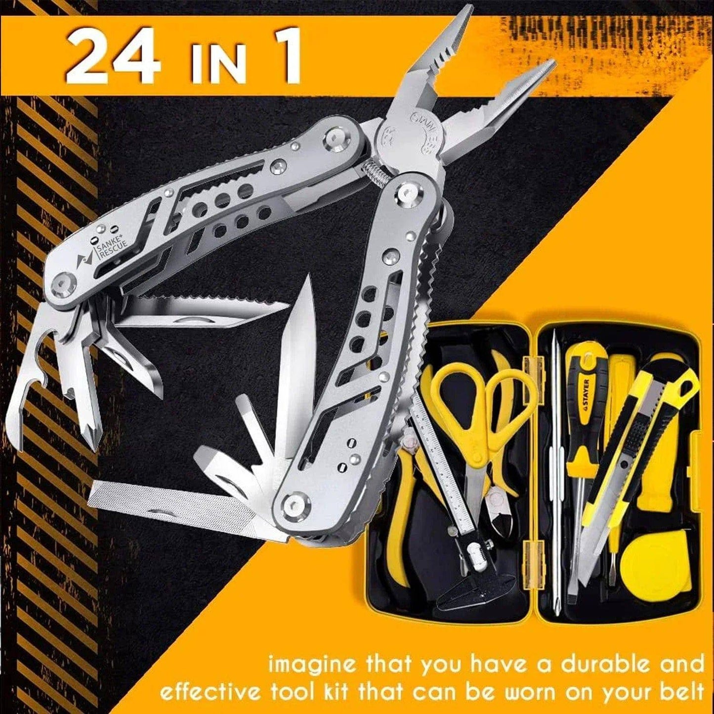 24-in-1 Sanke Rescue Multitool – Survival & Camping Gear