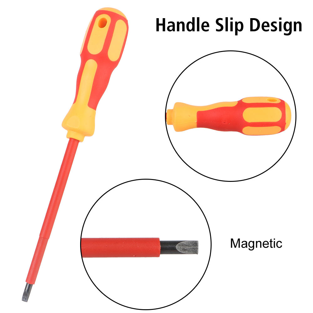 Magnetic Insulated Screwdriver Set for Electricians – Phillips & Slotted Bits - camping nature gear